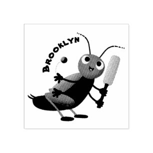 Cut green cricket insect cartoon illustratie rubberstempel