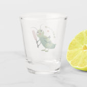 Cut green cricket insect cartoon illustratie shot glas (Achterkant)