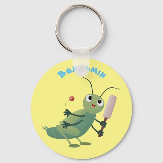 Cut green cricket insect cartoon illustratie sleutelhanger (Voorkant)