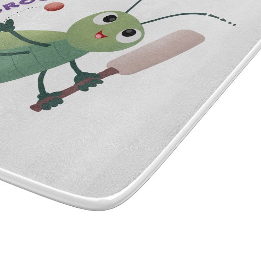 Cut green cricket insect cartoon illustratie snijplank (Hoek)