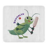 Cut green cricket insect cartoon illustratie snijplank (Voorkant)