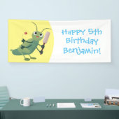 Cut green cricket insect cartoon illustratie spandoek (Beurs)