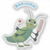 Cut green cricket insect cartoon illustratie sticker (Voorkant)
