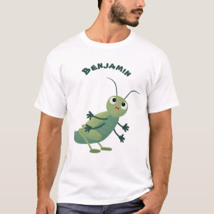 Cut green cricket insect cartoon illustratie t-shirt