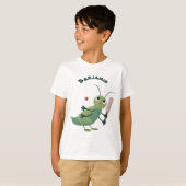 Cut green cricket insect cartoon illustratie t-shirt (Voorkant volledig)