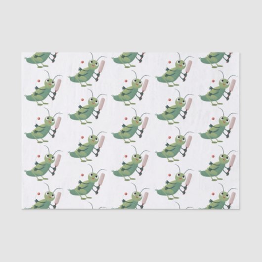 Cut green cricket insect cartoon illustratie tissuepapier (Voorkant)