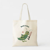 Cut green cricket insect cartoon illustratie tote bag (Achterkant)