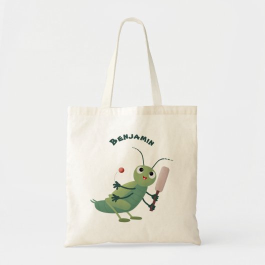 Cut green cricket insect cartoon illustratie tote bag (Voorkant)