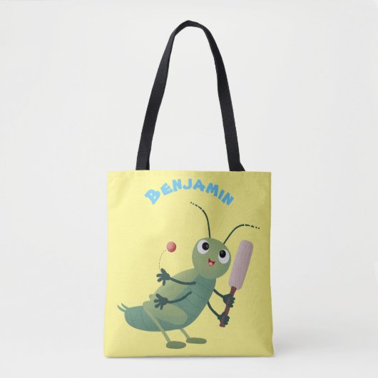 Cut green cricket insect cartoon illustratie tote bag (Voorkant)