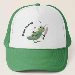 Cut green cricket insect cartoon illustratie trucker pet