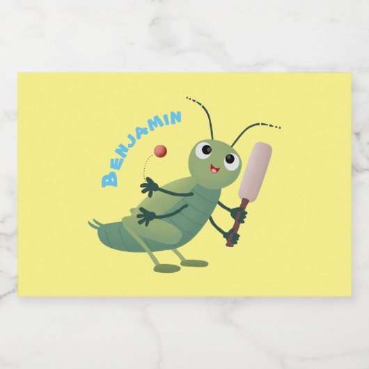 Cut green cricket insect cartoon illustratie voedselcontainer etiket (Enkel label)