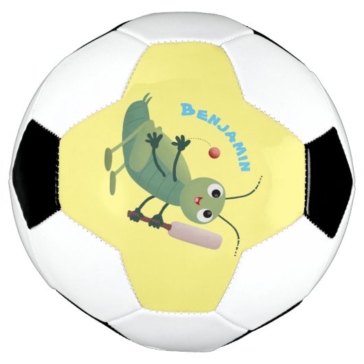 Cut green cricket insect cartoon illustratie voetbal (Gedraaid)