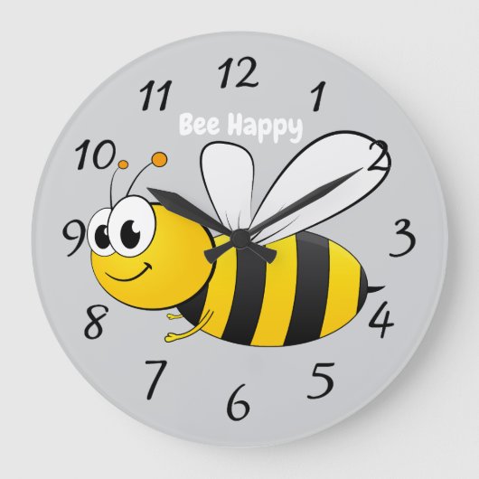 cut happy cartoon bee grote klok (Voorkant)