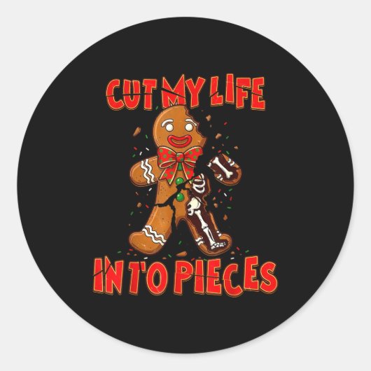Cut My Life Into Eces Gingerbread Christmas Elder Ronde Sticker (Voorkant)