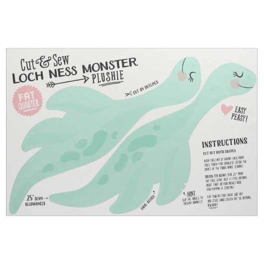 Cut & Naai Loch Ness Monster Stof - Leuke DIY Pluc (Fat Quarter)