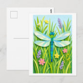 Cut Paper Collage-Style Dragonfly Briefkaart (Voorkant / Achterkant)