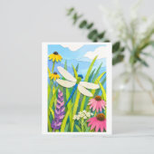 Cut Paper Collage-Style Dragonfly Briefkaart (Staand voorkant)