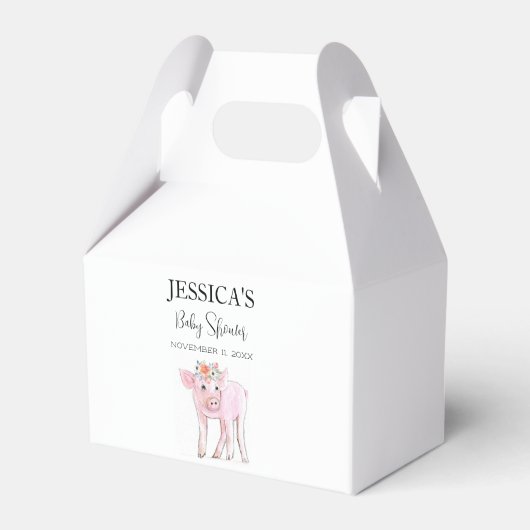 Cut Piggy Waterverf Baby shower Boho Meisje Bedankdoosjes (Achterkant)