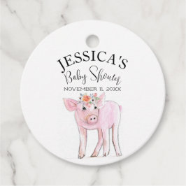 Cut Piggy Waterverf Baby shower Boho Meisje Bedankjes Labels