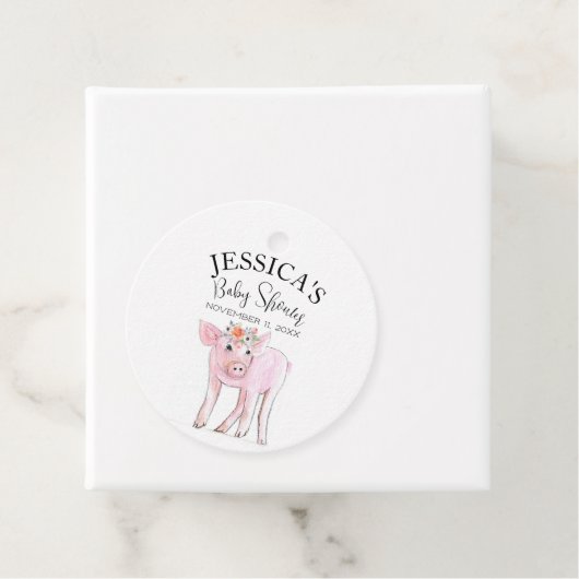 Cut Piggy Waterverf Baby shower Boho Meisje Bedankjes Labels (In situ)
