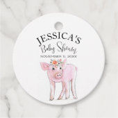 Cut Piggy Waterverf Baby shower Boho Meisje Bedankjes Labels (Voorkant)