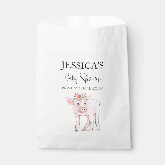 Cut Piggy Waterverf Baby shower Boho Meisje Bedankzakje (Voorkant)