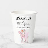 Cut Piggy Waterverf Baby shower Boho Meisje Papieren Bekers (Voorkant)