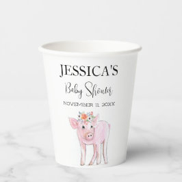 Cut Piggy Waterverf Baby shower Boho Meisje Papieren Bekers