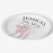 Cut Piggy Waterverf Baby shower Boho Meisje Papieren Bordje (Gekanteld)