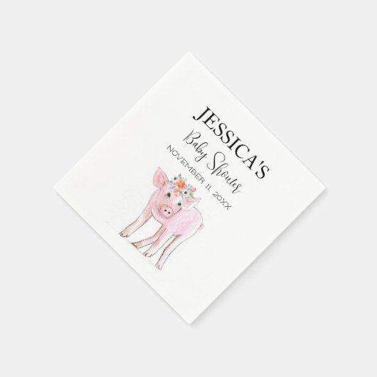 Cut Piggy Waterverf Baby shower Boho Meisje Servet (Hoek)