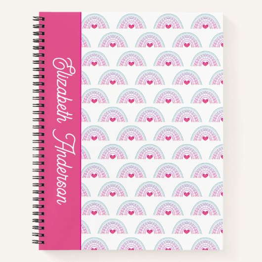Cut Pink Boho Rainbow Girl Notitieboek (Voorkant)