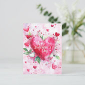 Cut Pink Hearts Valentijns's Groet Briefkaart (Staand voorkant)