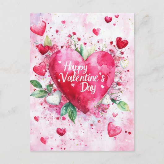 Cut Pink Hearts Valentijns's Groet Briefkaart (Voorkant)