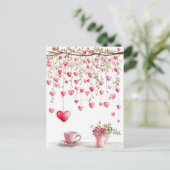 Cut Pink Hearts Valentijns's Groet Briefkaart (Staand voorkant)