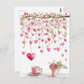 Cut Pink Hearts Valentijns's Groet Briefkaart (Voorkant / Achterkant)