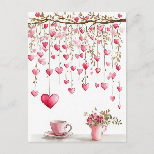 Cut Pink Hearts Valentijns's Groet Briefkaart (Voorkant)