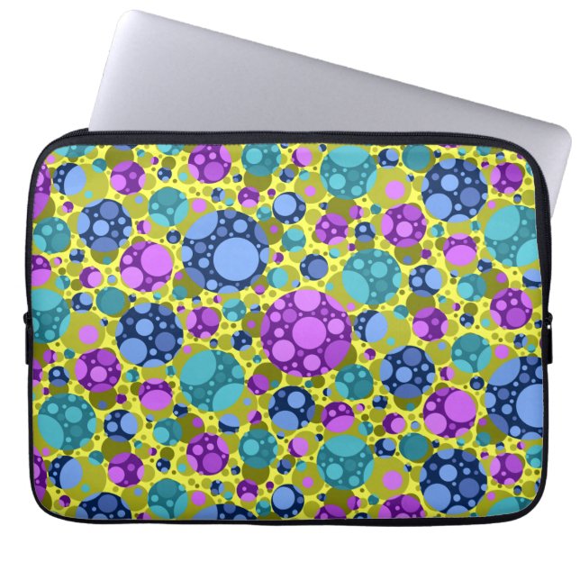 Cut Polka Dots Pattern in Roze Blauw Blauwgroen - Laptop Sleeve (Voorkant)