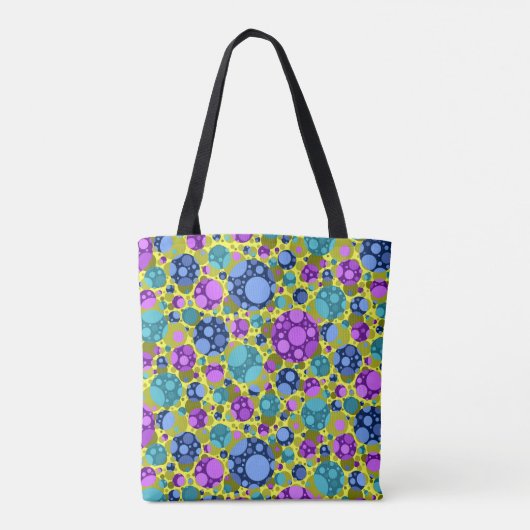 Cut Polka Dots Pattern in Roze Blauw Blauwgroen - Tote Bag (Achterkant)
