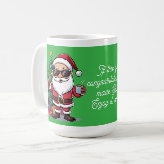 cut Santa Christmas Mug – Funny Holiday Gift  Koffiemok (Voorkant links)