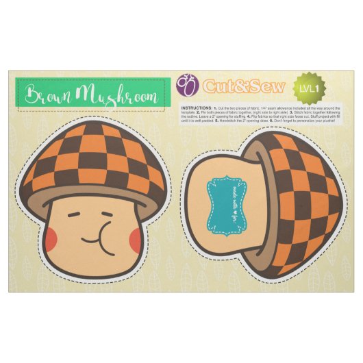 Cut & Sew Brown Mushroom - Easy DIY Project Stof (Fat Quarter)