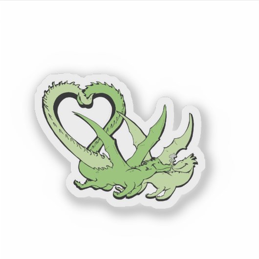 Cut Vinyl Sticker Valentijn Draken Staart van het  (Voorkant)