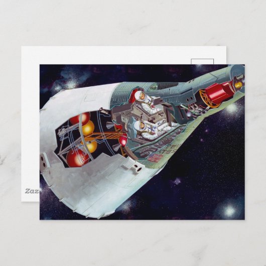 Cutaway is een tweekoppige Gemini-ruimtesonde tijd Briefkaart (Voorkant / Achterkant)