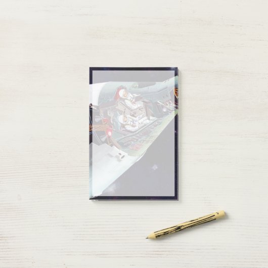 Cutaway is een tweekoppige Gemini-ruimtesonde tijd Post-it® Notes (Op bureau)