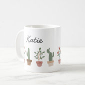 Cutcactus en bloemen in een pot koffiemok (Voorkant links)