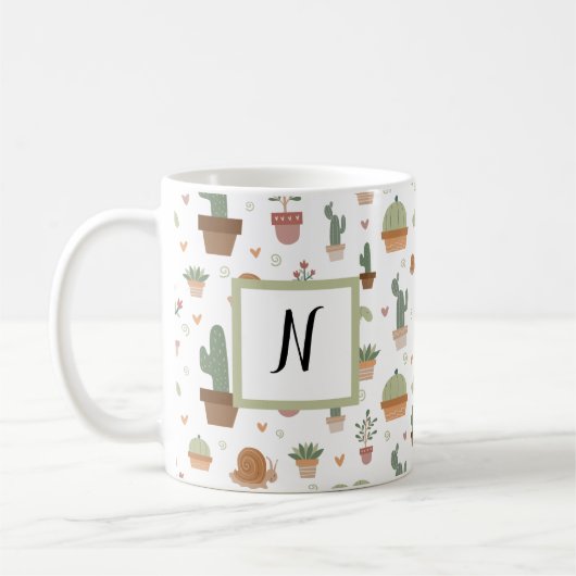Cutcactus en sacharose Monogram Koffiemok (Links)
