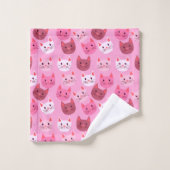 Cutcat face Pattern roze Bad Handdoek (Wasdoekje)