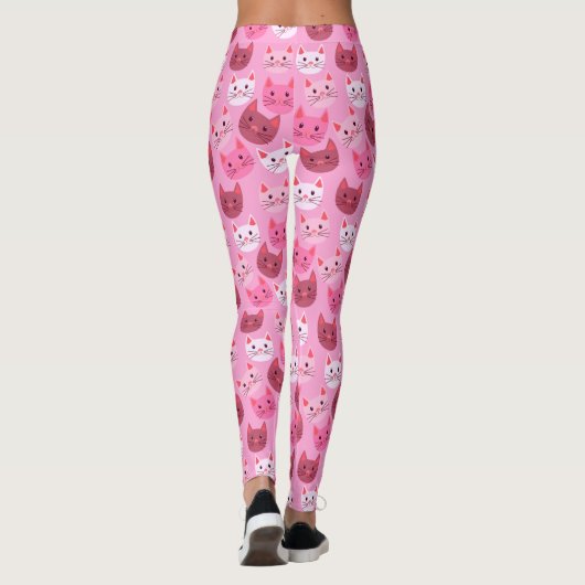 Cutcat face Pattern roze Leggings (Achterkant)