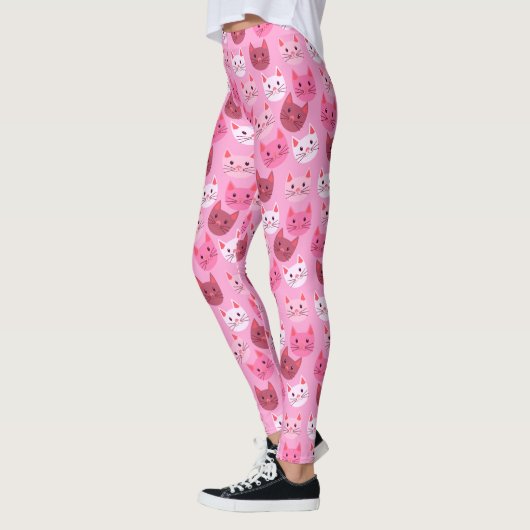 Cutcat face Pattern roze Leggings (Links)