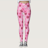 Cutcat face Pattern roze Leggings (Voorkant)