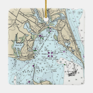 Cutchhogue Habor nautische kaart Keramisch Ornament